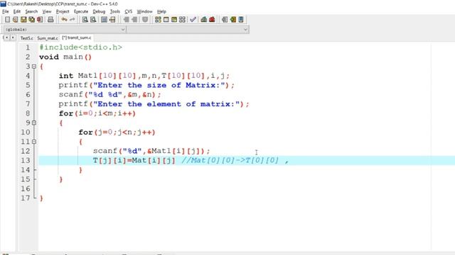 C Program #24: Transpose of a Matrix смотреть онлайн