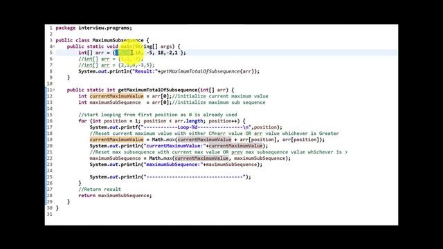 Java Interview Find Maximum Subsequence Total in Java смотреть онлайн
