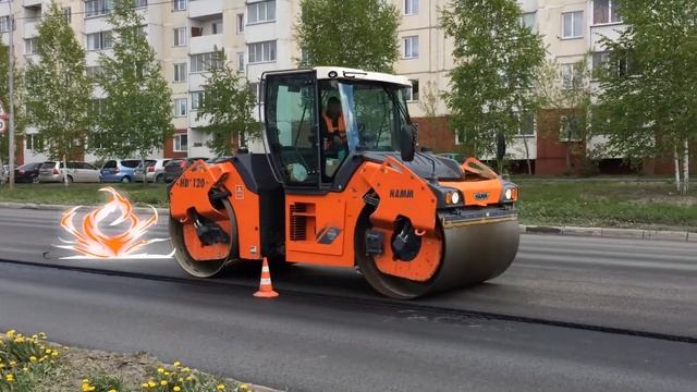 Каток асфальтовый дорожный укатывает асфальт видео для детей смотреть онлайн
