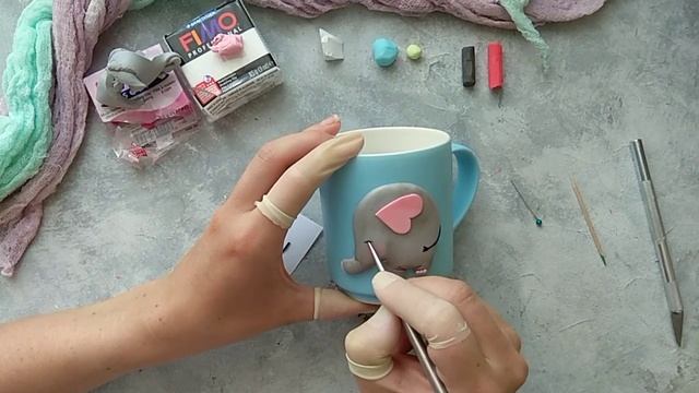 Мастер-класс: Декор кружки из полимерной глины FIMO/polymer clay tutorial смотреть онлайн