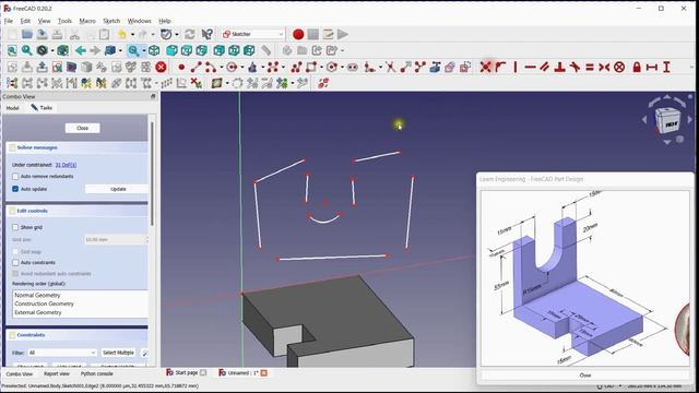 ✅ Freecad Part Design Tutorial: Sketch, Constrain, and Extrude! ✏️ смотреть онлайн