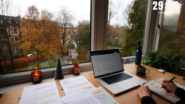3 HOUR STUDY WITH ME | Background noise, 10-min Break, No music, Study with Merve смотреть онлайн