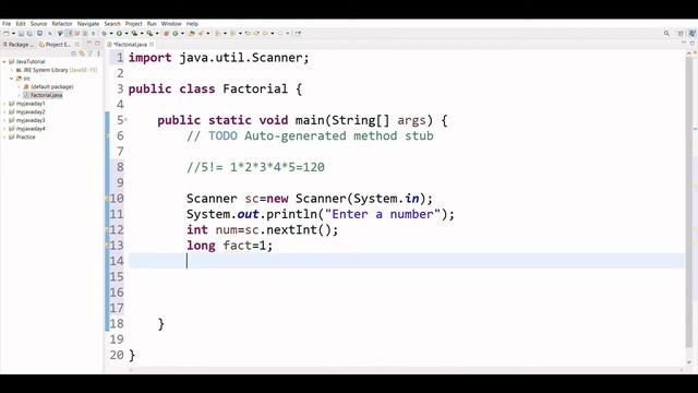 JAVA Program to Find Factorial of the given number in Tamil. смотреть онлайн