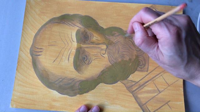 Продолжаем писать икону Святителя Николая на бумаге. Санкирь. ПВА темпера. Часть 3.1. смотреть онлайн