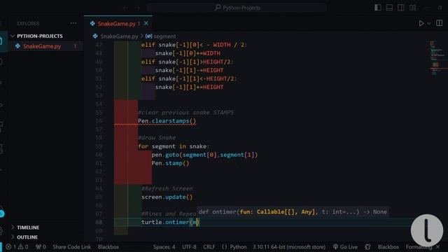 Snake Game Using Python Turtle - [ @letscodeweb ] - No Talking #video #video #youtubevideo смотреть онлайн