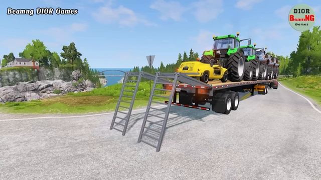 Double Flatbed Trailer Truck vs speed bumps|Busses vs speed bumps|Beamng Drive|454 смотреть онлайн