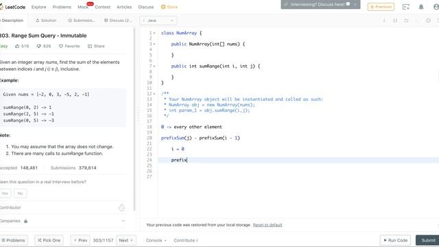 Leetcode 303 Range Sum Query - Immutable (Java) смотреть онлайн