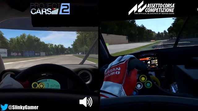 Assetto Corsa Competizione vs Project CARS 2 - Comparison Nissan GT-R GT3 Monza смотреть онлайн