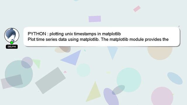 PYTHON : plotting unix timestamps in matplotlib смотреть онлайн