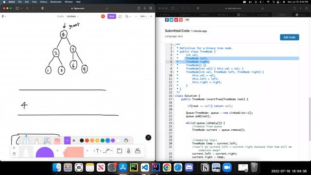 Invert Binary Tree (Iterative Solution, Java) смотреть онлайн