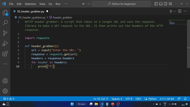 #30 Exercise - Create an HTTP Header Grabber in Python with the Requests Library. #python смотреть онлайн