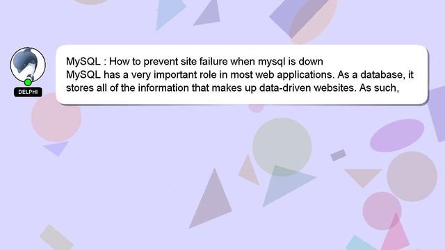 MySQL : How to prevent site failure when mysql is down смотреть онлайн