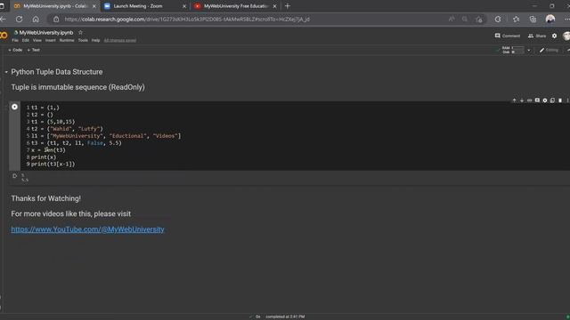 Python Tuple Data Structure смотреть онлайн