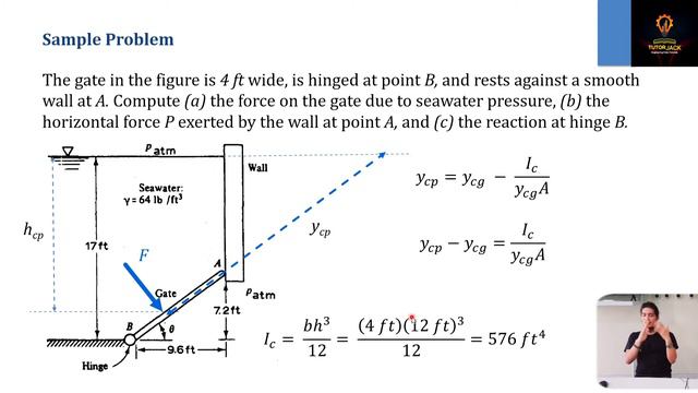 Sample problem on hydrostatic pressure on plane surfaces | Fluid Mechanics Lesson 9 смотреть онлайн