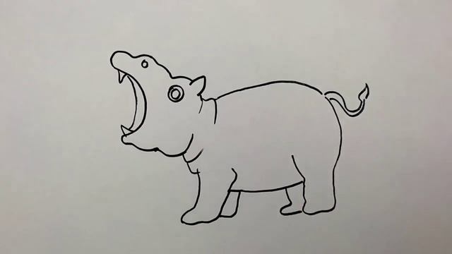 How to Draw a Hippo Easy Как нарисовать бегемота мультик раскраска бегемотик для детей учим цвета смотреть онлайн