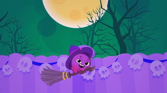 Groovy The Martian sings Finger family at Halloween night | Nursery Rhymes for kids смотреть онлайн