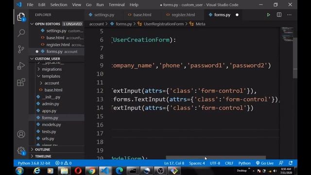 Django tutorial .User Authentication system styling register &login form смотреть онлайн
