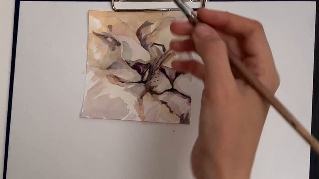 Как нарисовать львов акварелью. Уроки рисования акварелью. Львы смотреть онлайн