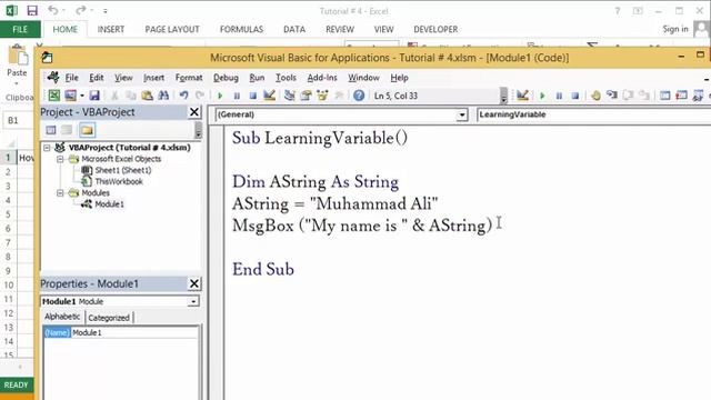 Excel VBA Programming Basics Tutorial # 4 | Introduction to Variables смотреть онлайн