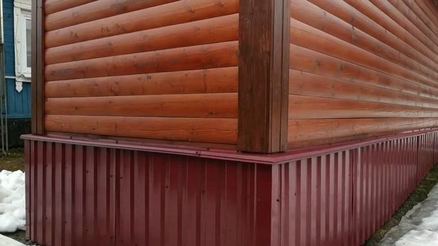 Баня 2300х6000 профилированный брус камерной сушки 140х140- свайный фундамент смотреть онлайн