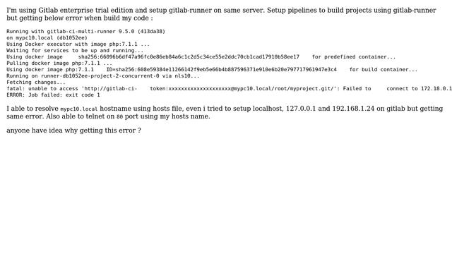 Failed to connect to 127.0.0.1 port 80: Connection refused in Gitlab-ci смотреть онлайн