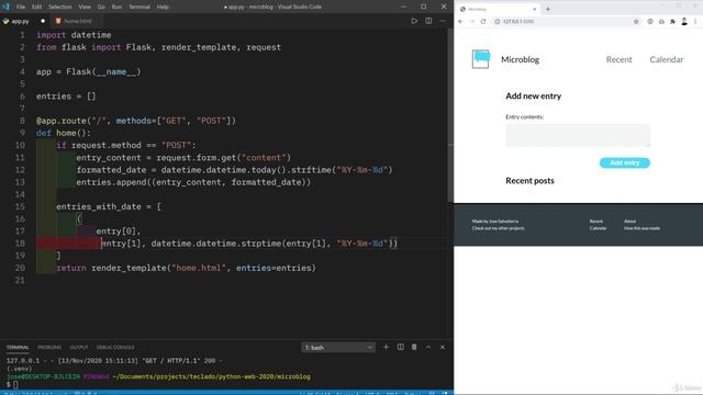 07 - Backend Development with Flask - 011 Formatting dates correctly in our entries смотреть онлайн