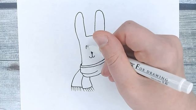 Рисунки для срисовки - как нарисовать ЗАЙЧИКА В ШАРФИКЕ | Рисовать ЛЕГКО и просто #18 смотреть онлайн
