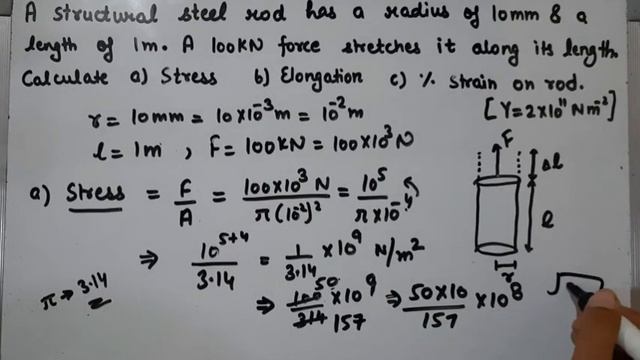 A Structural Steel Rod Has A Radius Of 10 Mm & Length Of 1m Class 11 Properties Of Bulk Matter NCER