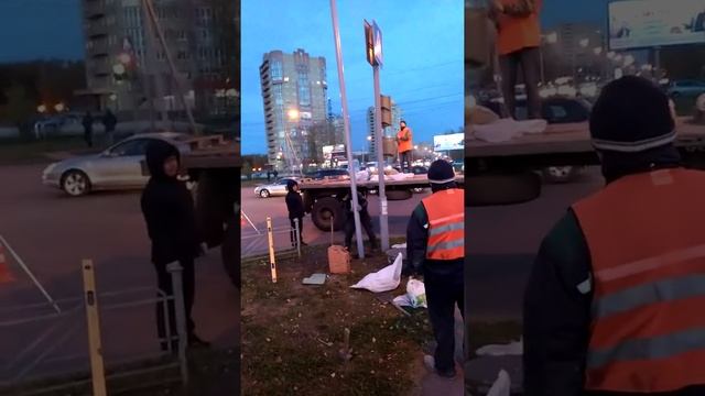 Монтаж дорожных знаков. смотреть онлайн