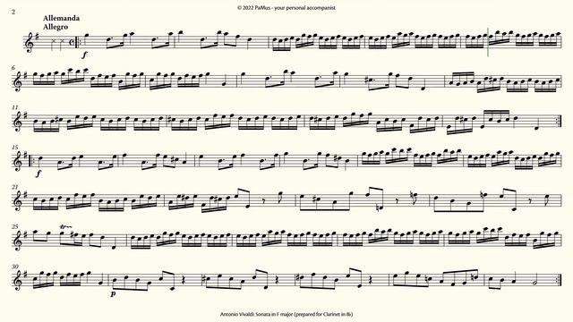 Antonio Vivaldi: Sonata in F major RV. 20 CLARINET - piano accompaniment 442Hz смотреть онлайн