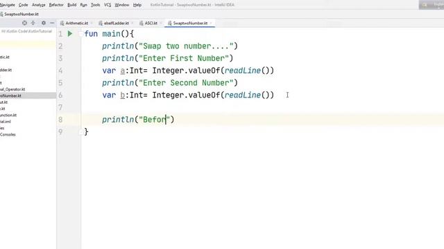 Kotlin Programing Tutorial - 11 : Swap two numbers using third variable | Swap numbers in Kotlin смотреть онлайн