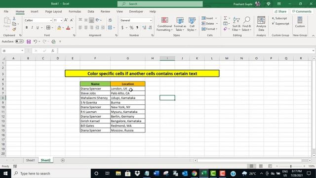 Excel: color specific cells if another cells contain certain text смотреть онлайн