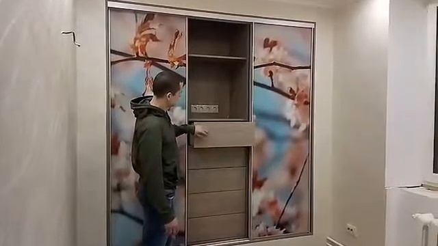 Шкаф купе встроенный в нишу с фасадами с принтом ( Стоимость 65.000) смотреть онлайн