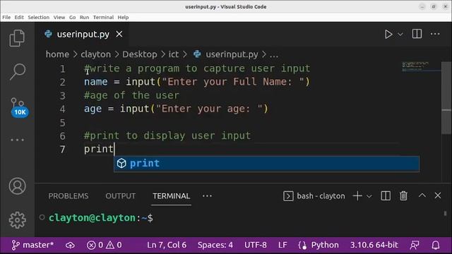 A Python Program that Accepts User Input and Prints the Input смотреть онлайн