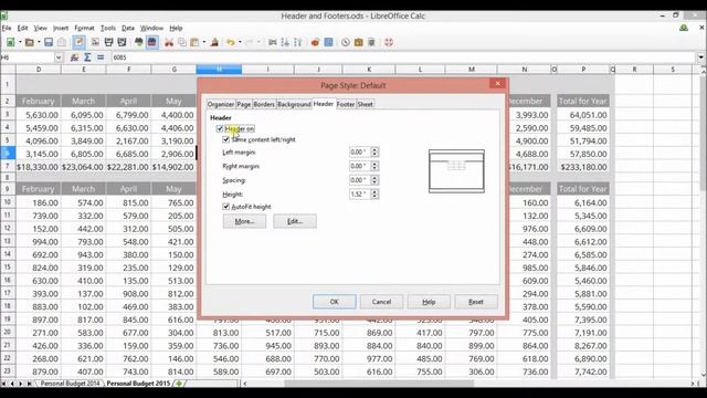 libreoffice calc header and footer смотреть онлайн