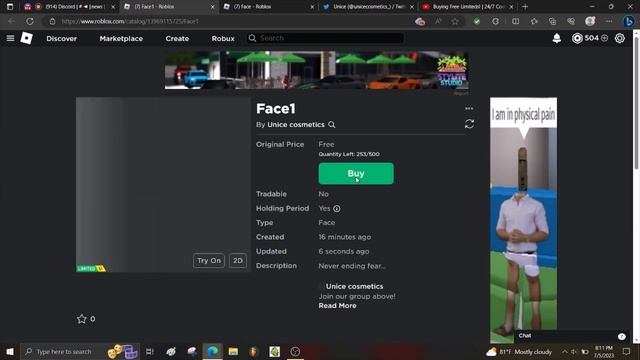 Sniping Face1 Free Ugc Limited On Roblox смотреть онлайн