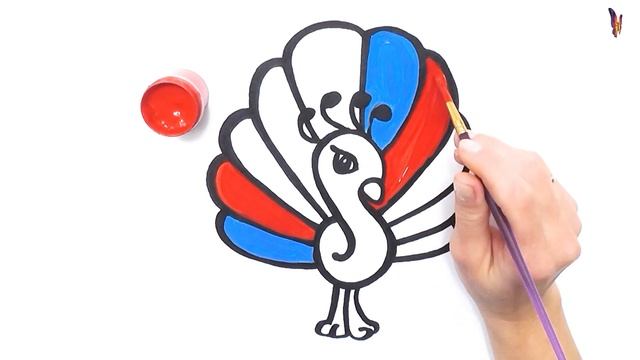Как нарисовать ПАВЛИНА / мультик раскраска РАДУЖНЫЙ ПАВЛИН для детей / Раскраски малышам смотреть онлайн
