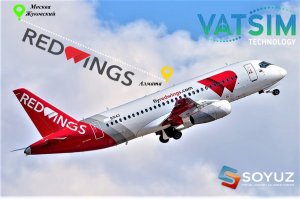 MSFS 2020/Алмата(UAAA) - Москва Жуковский(UUBW)/ Sukhoi Superjet 100 / VATSIM/ VAK Red Wings