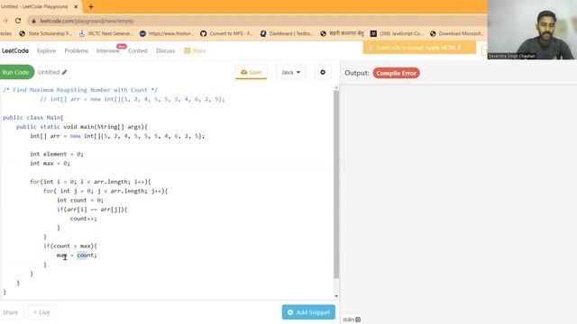 Find the Maximum Repeating Element in an Array with Count? || Java || By Devendra Singh Chauhan смотреть онлайн
