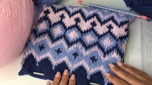 №6 / Жаккард трёхцветный по кругу / Узор #1 для моего свитера / Образец / Уроки вязания