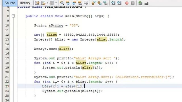 Basic Java 19 pelajaran Array reverse sort primitive data type смотреть онлайн