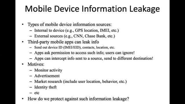 Lecture 26 - Information flow tracking in Android apps via tainting смотреть онлайн