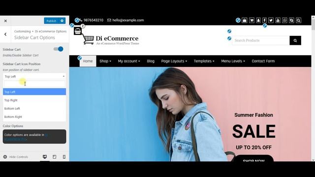 Sidebar Cart Options - Di eCommerce WordPress Theme смотреть онлайн
