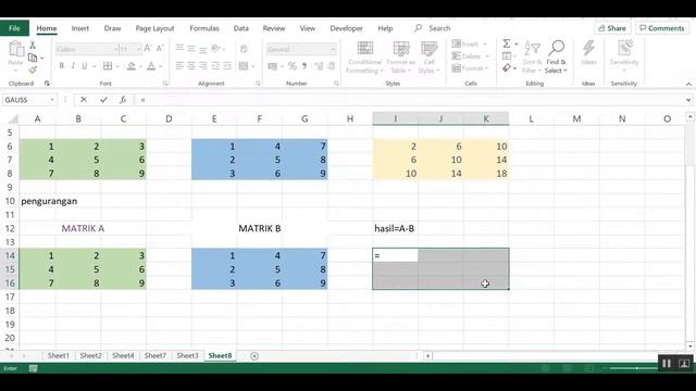 PENJUMLAHAN, PENGURANGAN, PERKALIAN MATRIKS MICROSOFT EXCEL смотреть онлайн