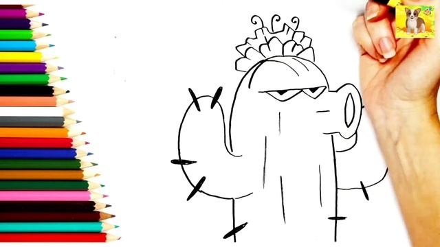 Кактус Рисунок Раскраска для детей.Простые рисунки для малышей.Кактус смотреть онлайн