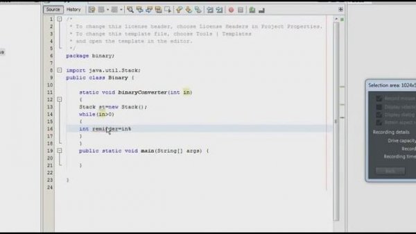 Convert from Decimal to binary using Stack in java
