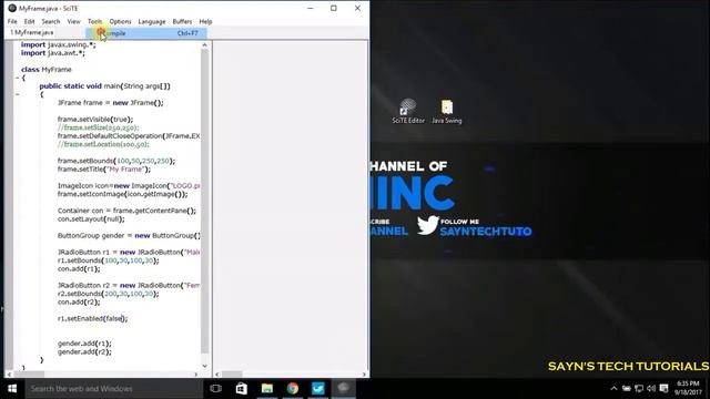 JRadioButton setSelected, setEnabled | Java Swing Tutorial #011 смотреть онлайн