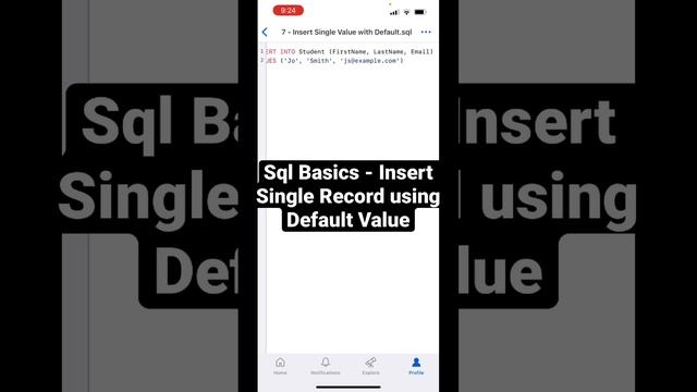 Sql for Beginners - Insert Single Record into Table and Use Table Default Value #sqltutorial смотреть онлайн