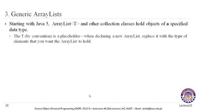 Lecture 28-V2- Object Oriented Programming in Java - ArrayLists смотреть онлайн