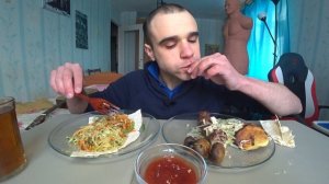 МУКБАНГ ШАУРМА В СЫРНОМ ЛАВАШЕ / ЛЮЛЯ КЕБАБ ИЗ ТЕЛЯТИНЫ / ОВОЩИ НА ГРИЛЕ/ САЛАТ/ EATING АСМР ASMR